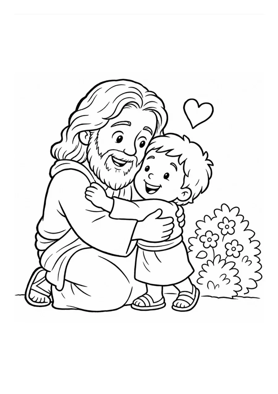 1 John 4:19 coloring page worksheet for kids — preview