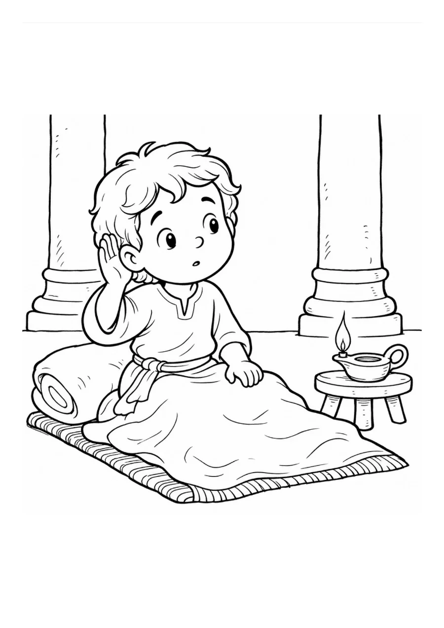 1 Samuel 3:10 coloring page worksheet for kids — preview